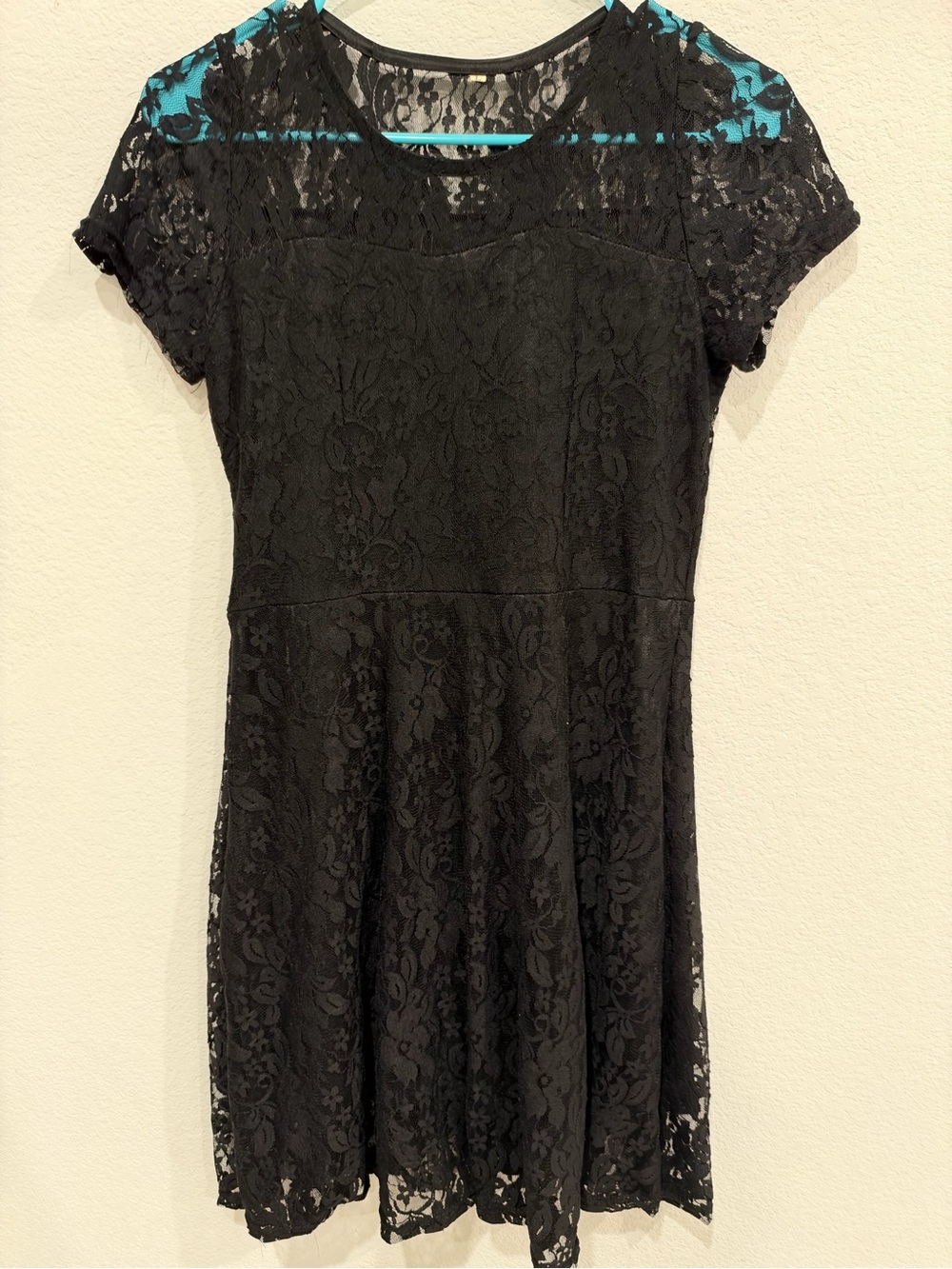 Black Lace Short Sleeve Dress - Classic Dress for Teens